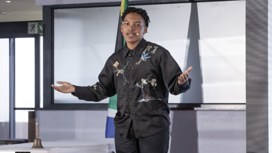 Awethu Malusi from the Confucius Classroom at Cape Academy of Maths, Science and Technology wins the championship in the secondary school category on June 12, 2026. /CMG Africa