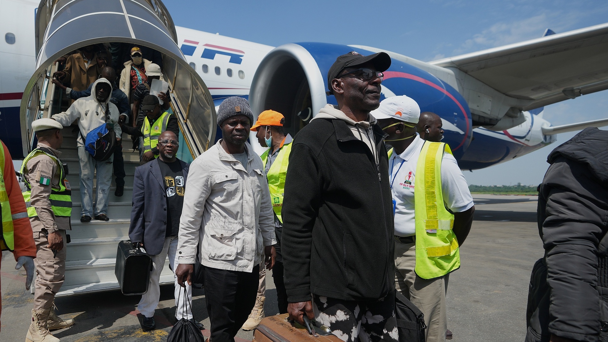 Nigerian nationals repatriated from South Africa following concerns over unrest arrive at Murtala Muhammed International Airport in Lagos, Nigeria, on June 11, 2026. /CFP