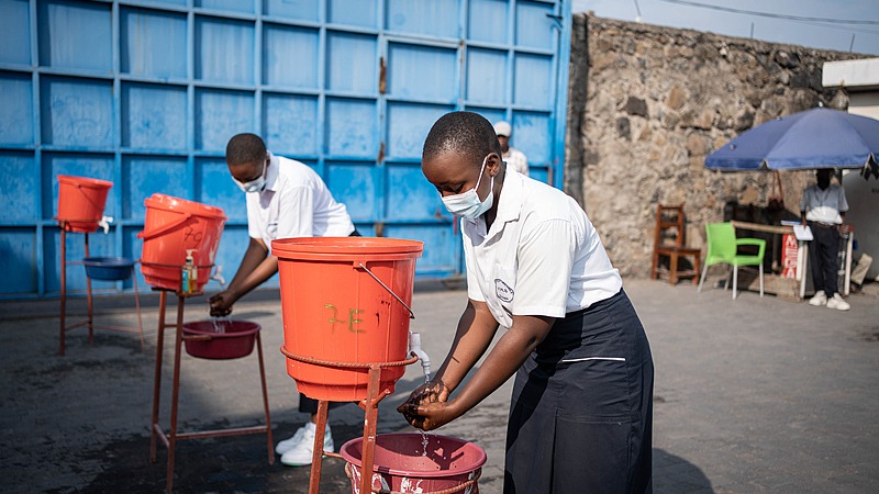 Students at the Mwanga Institute in Goma, North Kivu, Democratic Republic of the Congo, wash their hands as a preventive measure against Ebola, May 19, 2026. /CFP