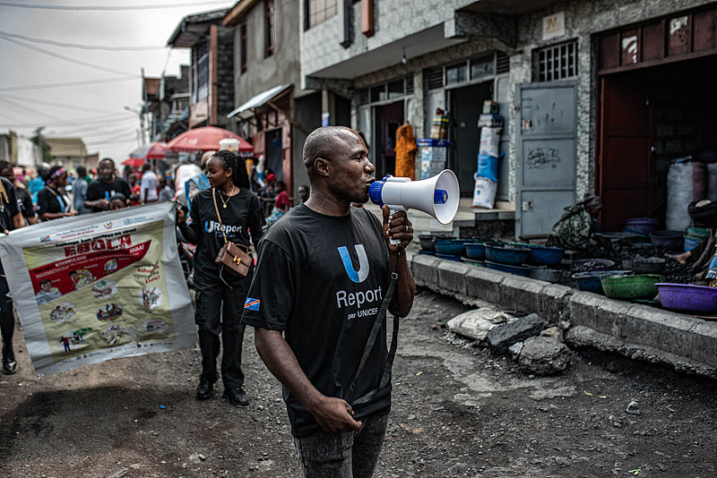 Staff from the UNICEF U-Report team conducted Ebola awareness campaigns at the Alanine Market in Goma, Democratic Republic of the Congo, June 24, 2026. /CFP