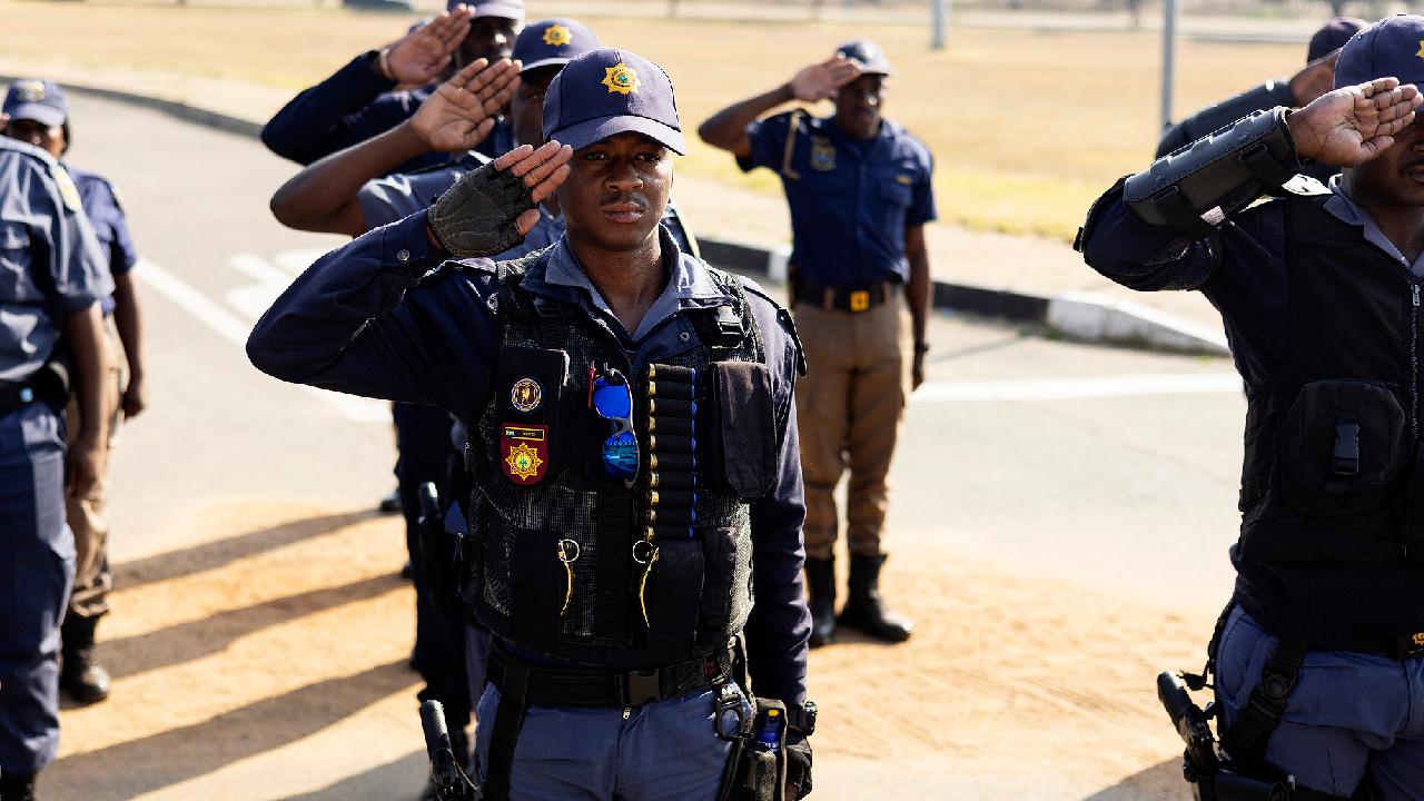 South Africa police deploy on protesters