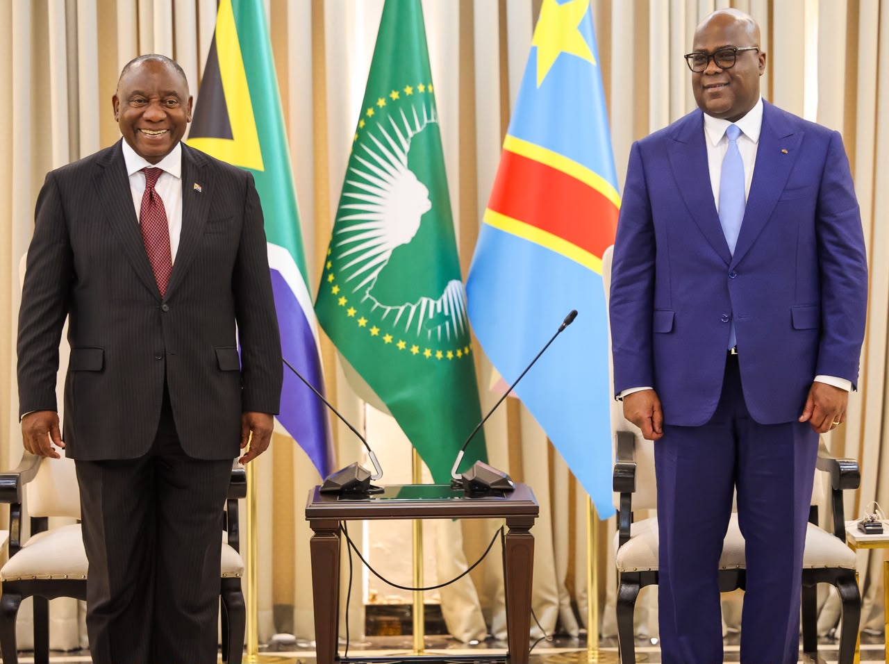 South African President Cyril Ramaphosa (L) and DR Congo President Felix Tshisekedi, July 3, 2026. /South African Government