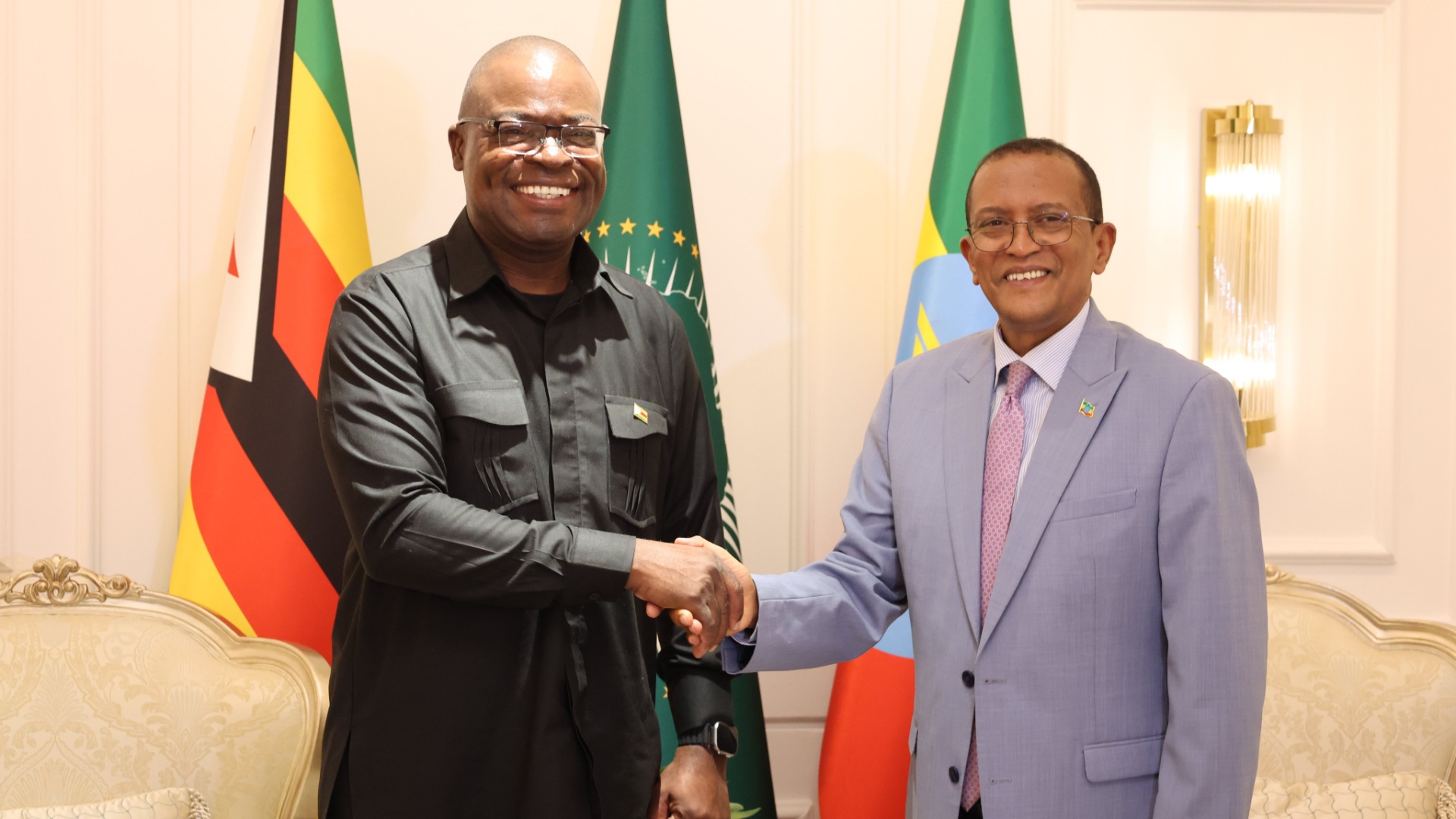 Zimbabwe's Minister of Foreign Affairs and International Trade, Prof. Dr. Amon Murwira(L), has arrived in Addis Ababa, Ethiopia, to participate in the 49th Ordinary Session of the African Union Executive Council, which will take place from July 28-29 2026. /Ministry of Zimbabwe/X