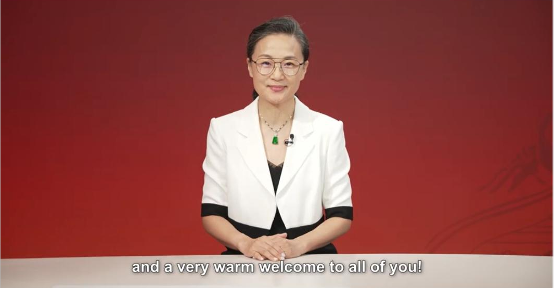 Wang Lu, Director of the CMG TV & Film Dubbing Center, delivers her remarks via video link on July 28, 2026. /CMG Africa