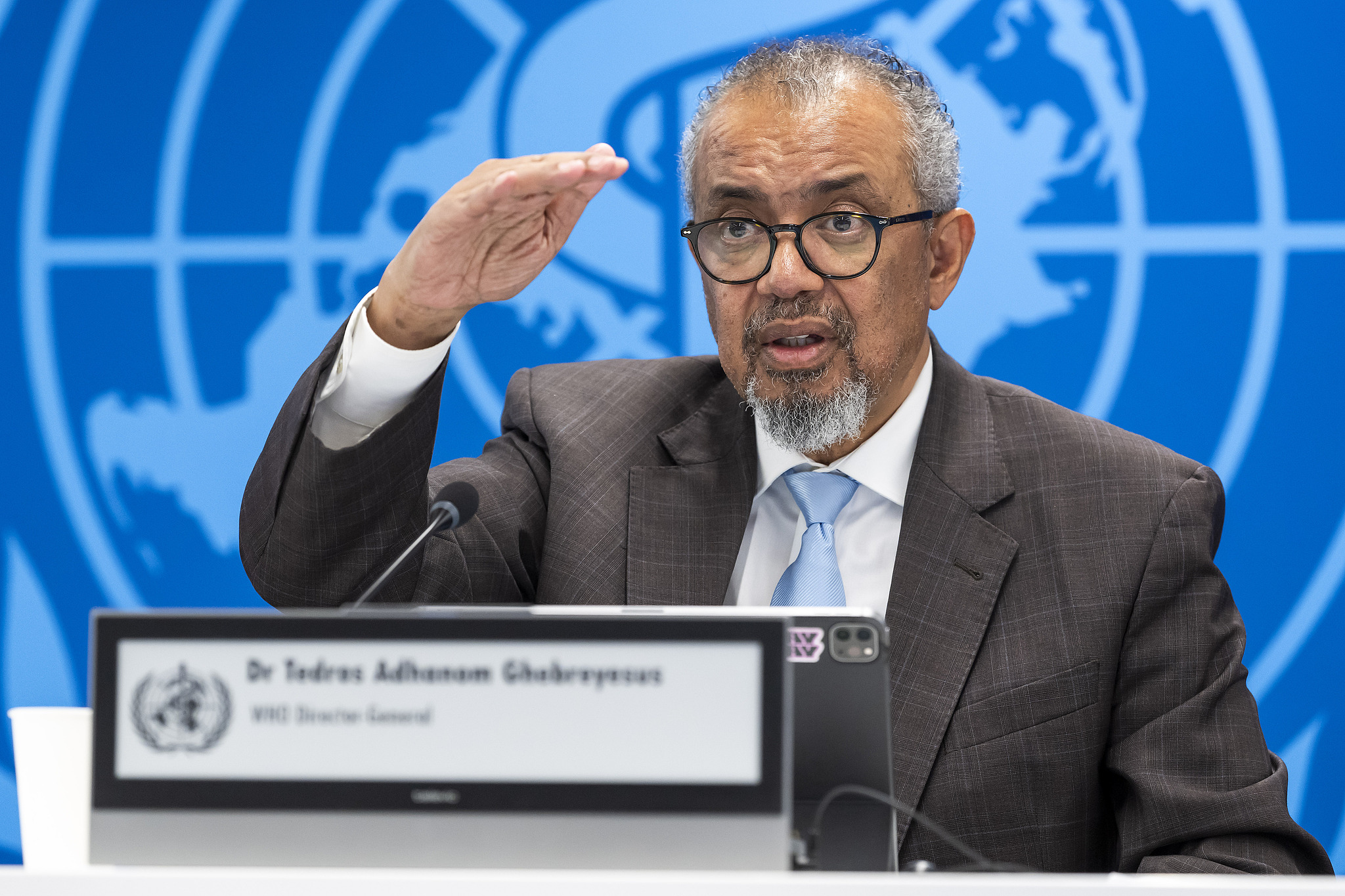 World Health Organization (WHO) Director-General Tedros Adhanom Ghebreyesus addresses the media on the Ebola outbreak and global health issues during a press conference at WHO headquarters in Geneva, Switzerland, June 24, 2026. /CFP
