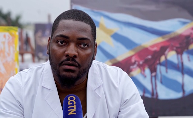 Artist Moyengo Kadima being interviewed in Kinshasa, DR Congo, August 23, 2026. /CGTN Africa