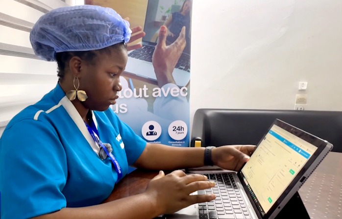A nurse browsing the telemedicine app on her machine in Abidjan, Côte d'Ivoire, August 23, 2026. /CGTN Africa