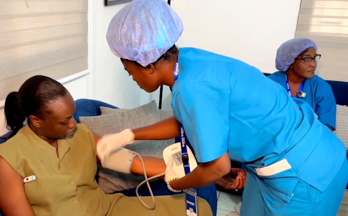 A patient being checked in her house in Abidjan, Côte d'Ivoire, August 23, 2026. /CGTN Africa