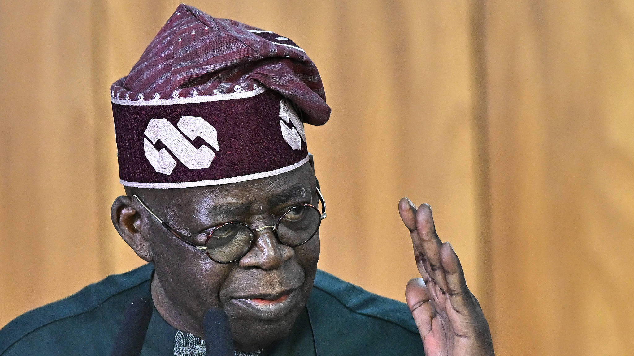 Nigerian President Bola Tinubu attends a ceremony at the Palacio do Planalto in Brasilia, Brazil, August 25, 2025. /CFP 
