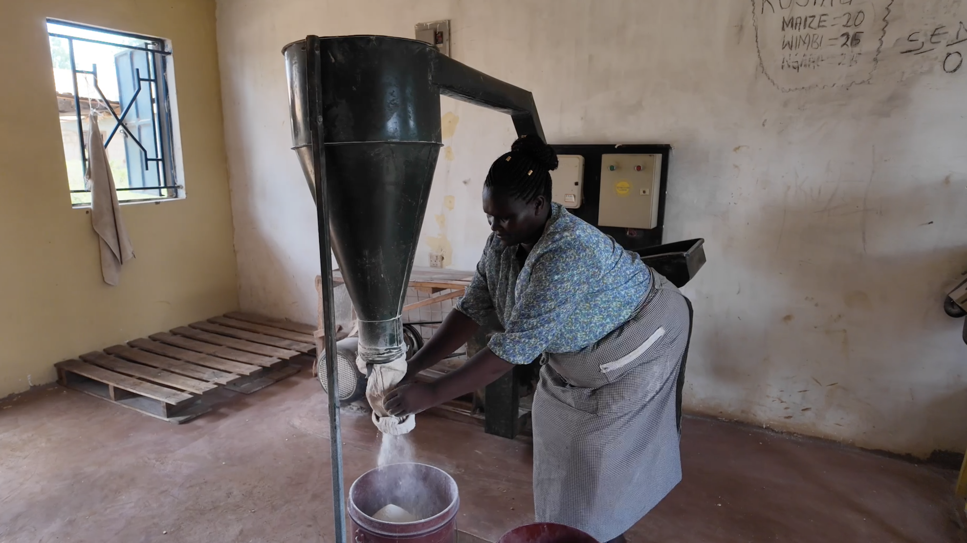 A resident in a maize mill, in Moiben, Uasin Gishu, Kenya, August 13, 2026. /CGTN Africa