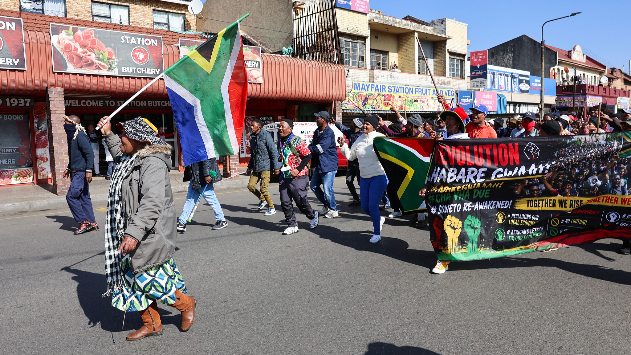Protesters march against illegal immigration in Johannesburg, South Africa, June 24, 2026. /CFP 