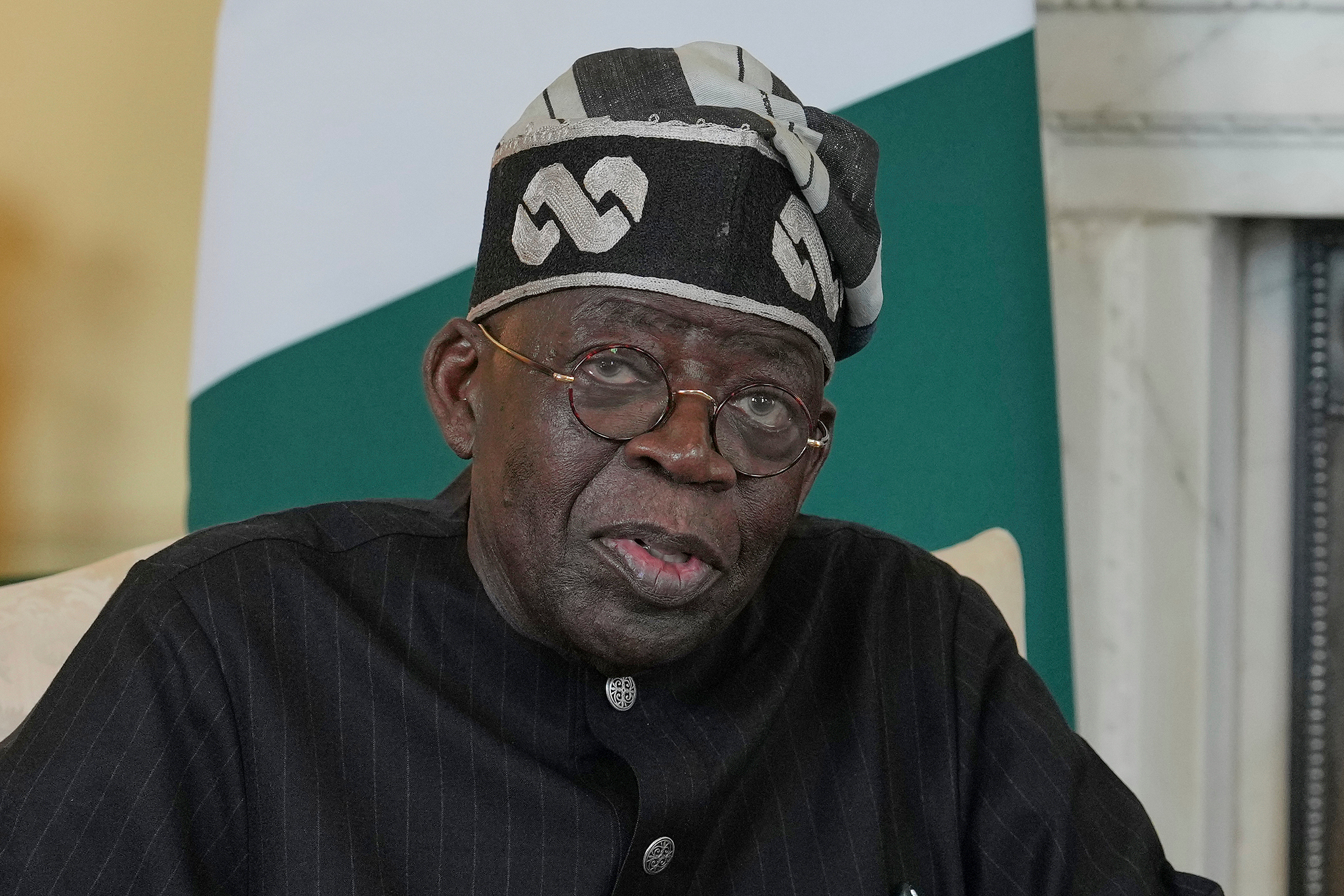 Nigerian President Bola Tinubu speaks to the media ahead of his meeting with British Prime Minister Keir Starmer at 10 Downing Street in London, UK, March 19, 2026. /CFP