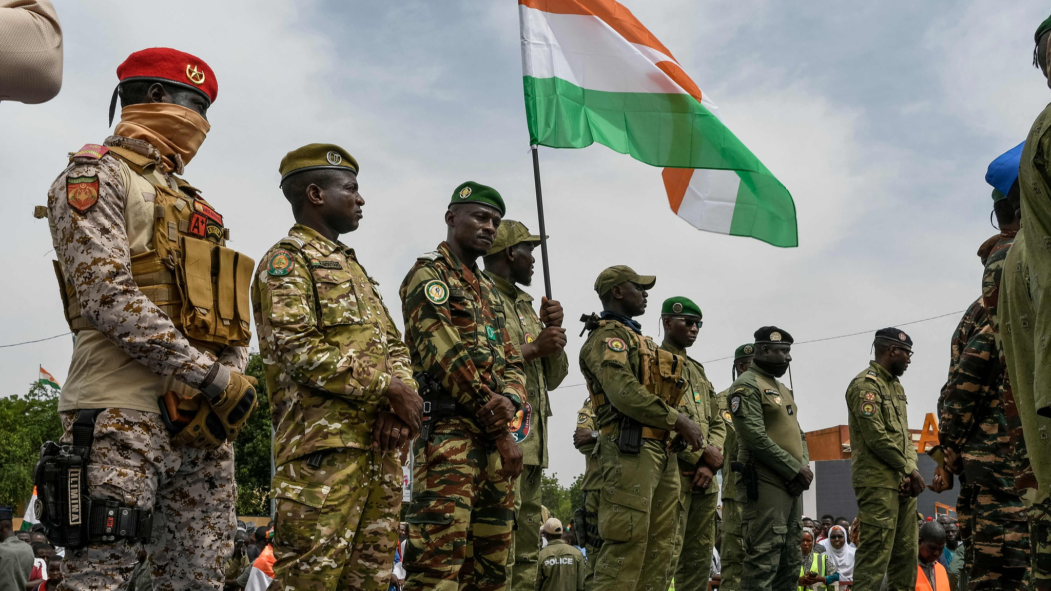 Members of the National Council for the Safeguard of the Homeland (CNSP) gather at a rally in support of General Abdourahamane Tiani outside the former National Assembly in Niamey, Niger, on September 2, 2026. /CFP