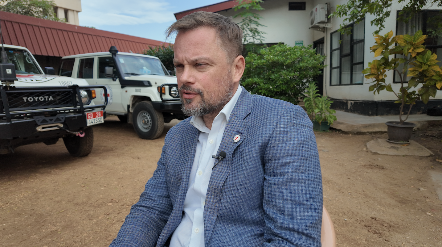 Daniel Bunnskog, head of the ICRC delegation in South Sudan, speaks to CGTN during an interview at the ICRC office in Juba, South Sudan, on August 21, 2026. /CGTN Africa's David Mbewa