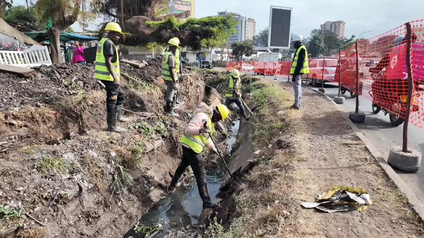 Part of vital urban maintenance to prevent local flooding during rainy season. /CGTN Africa