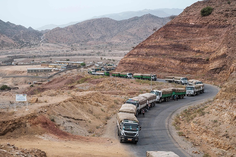 A truck belonging to a World Food Programme (WFP) convoy was seen en route to Tigray in Erebti village, Ethiopia, June 9, 2022. /VCG