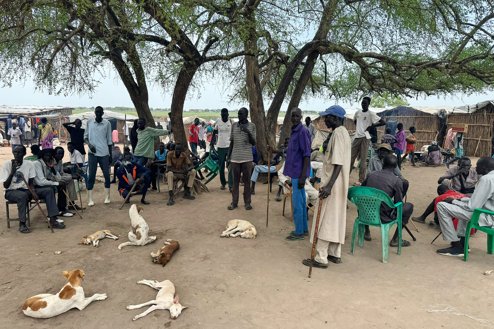 FILE: Community leaders gather under a tree near a market in Chuil, Nyirol County, Jonglei State, South Sudan, Friday, April 10, 2026. /VCG