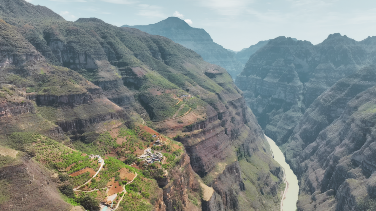 Gulu village perched on mountain cliffs in Sichuan Province, China. /CGTN Africa