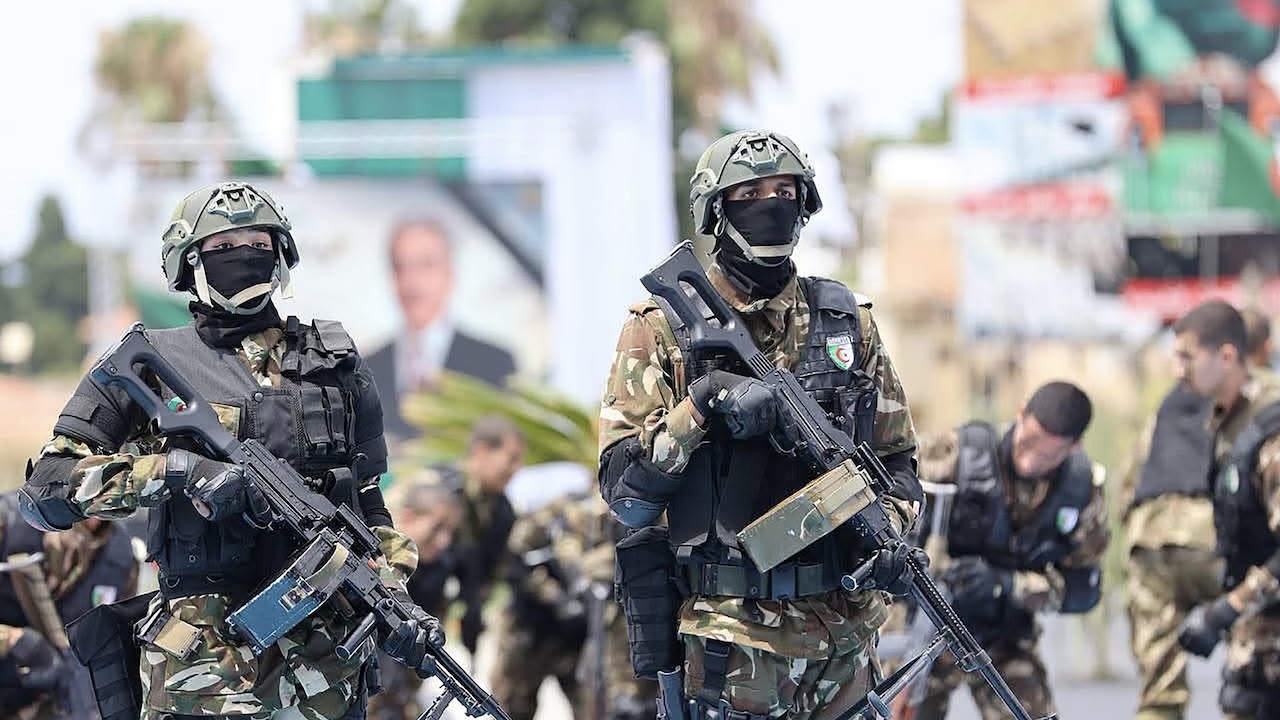 A military parade takes place during the 2026 graduation ceremony at the Houari-Boumediene Military Academy in Cherchell, Algeria on July 9, 2026. /VCG File